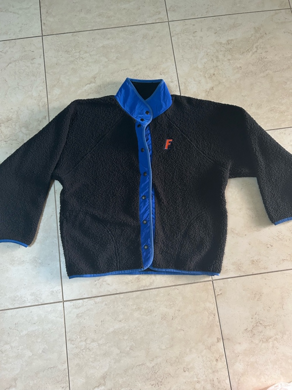 Victoria's Secret Black Teddy Jacket with Blue Trim